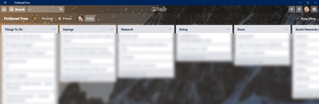 What a Trello board looks like. Everything is sorted into lists containing cards.